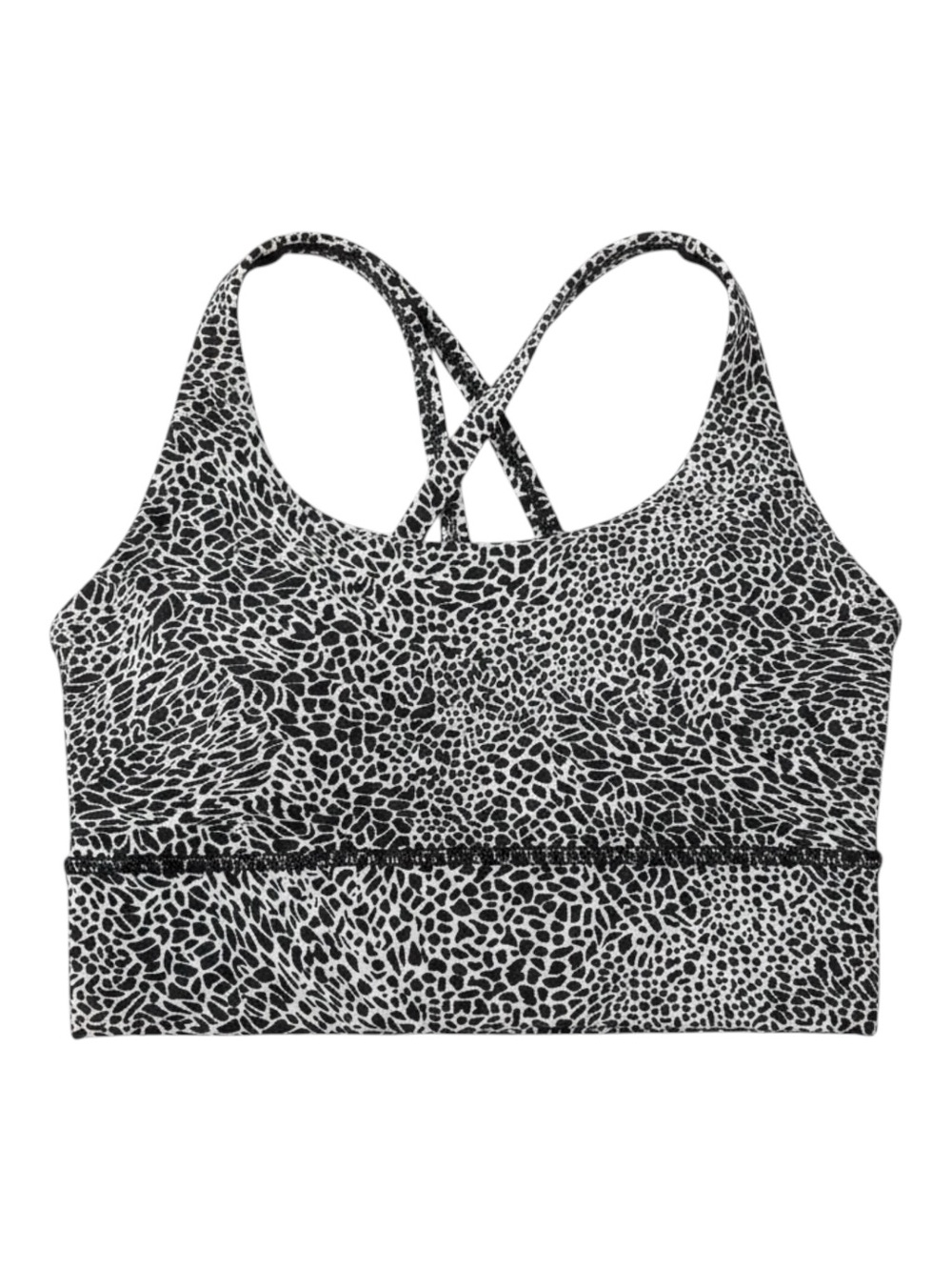 Lululemon Energy Longline Bra Black White Printed Size 2 Strappy Sports Bra